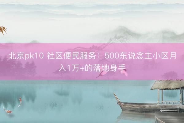 北京pk10 社区便民服务：500东说念主小区月入1万+的落地身手